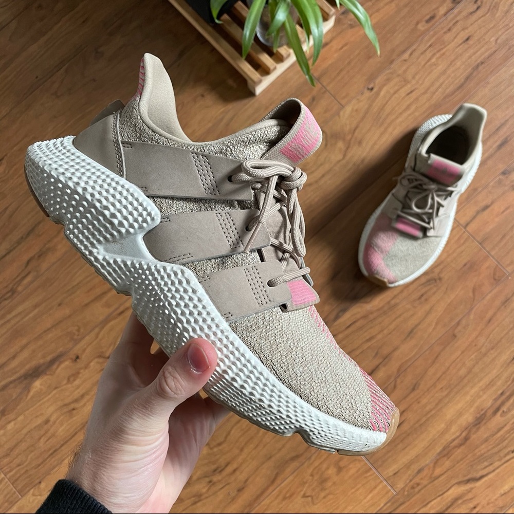 Adidas tan pink shoes